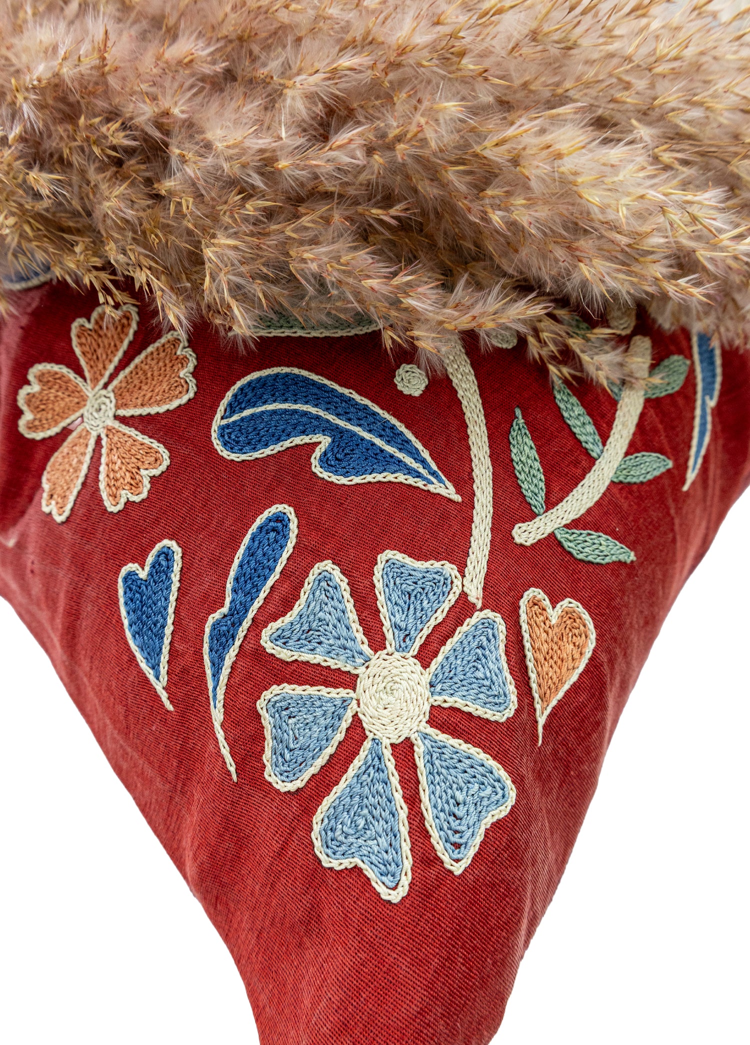 Miyane El Yapımı Kırmızı İpek Kırlent 50x50 cm