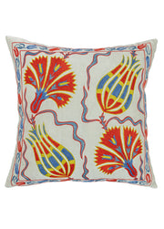 Aras Lale Desenli İpek Kırlent 50x50 cm