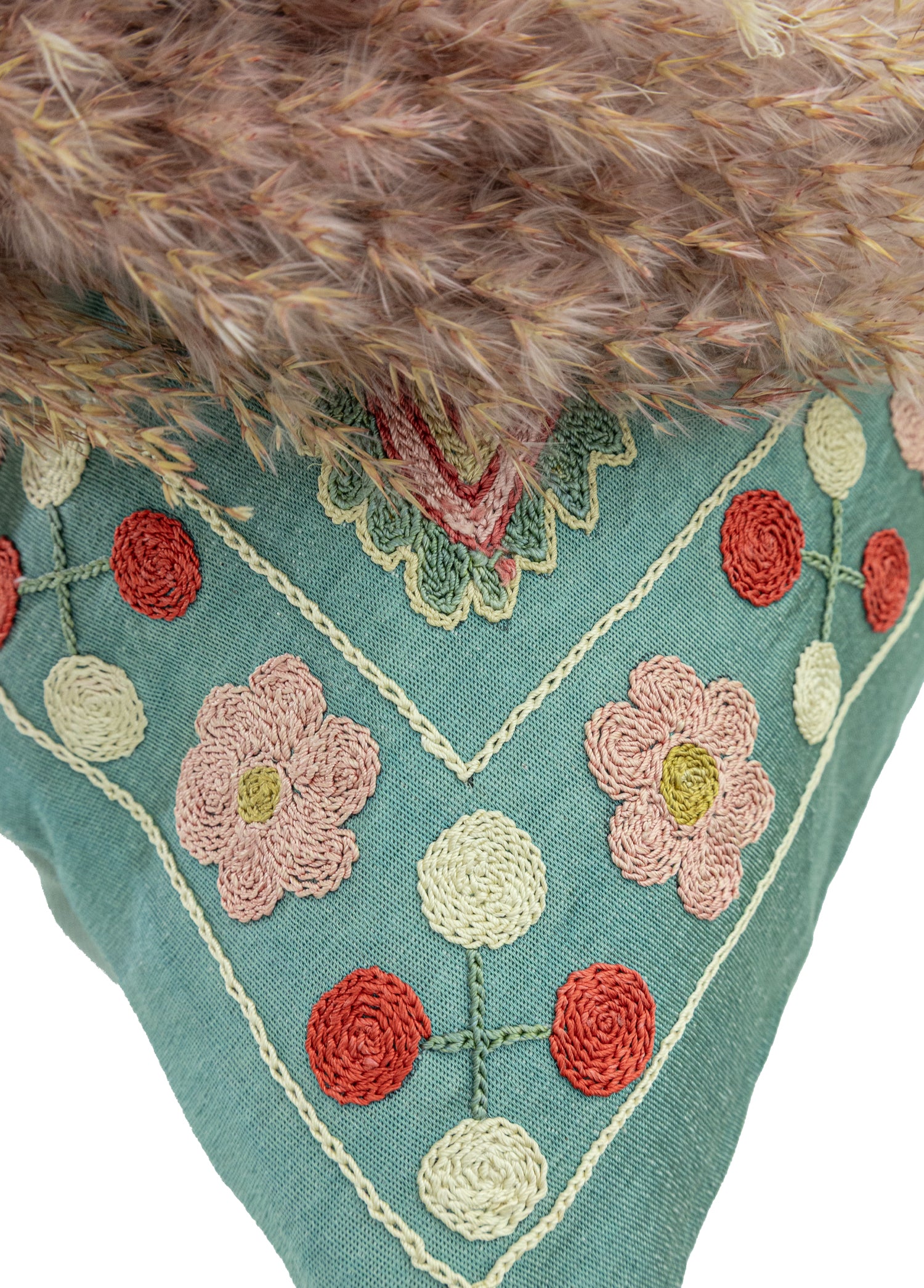 Tilun El Yapımı Yeşil İpek Kırlent 50x50 cm