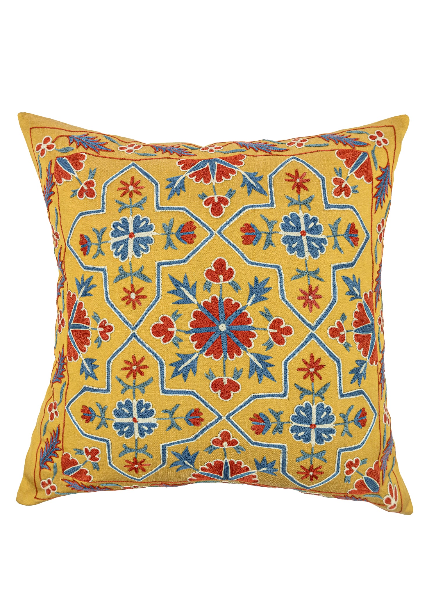 Ravina Çiçek Desenli Suzani Kırlent 50x50 cm