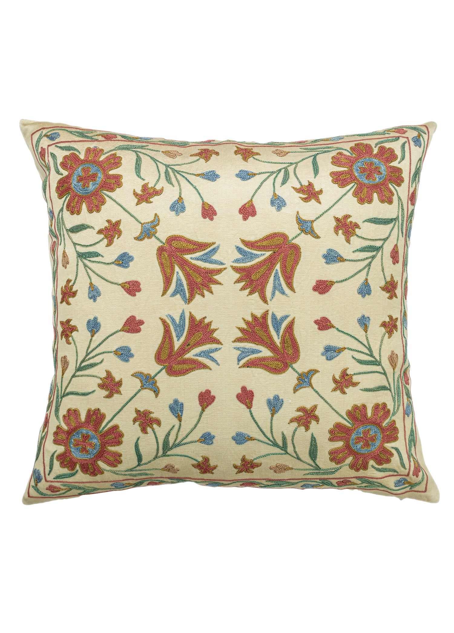 Alyen Çiçekli İpek Kırlent 50x50 cm