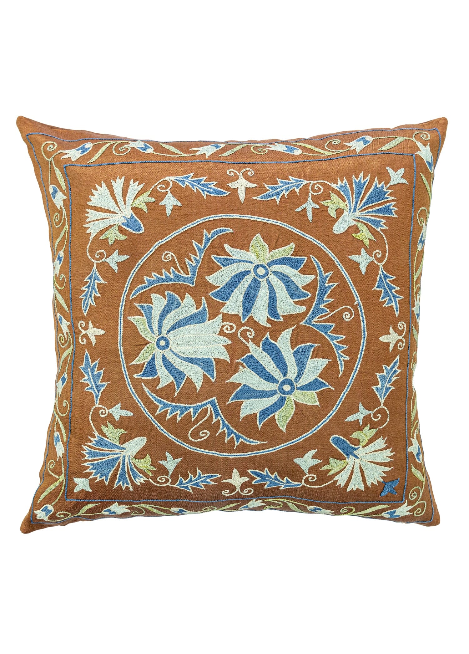 Aras Çiçekli İpek Kırlent 50x50 cm