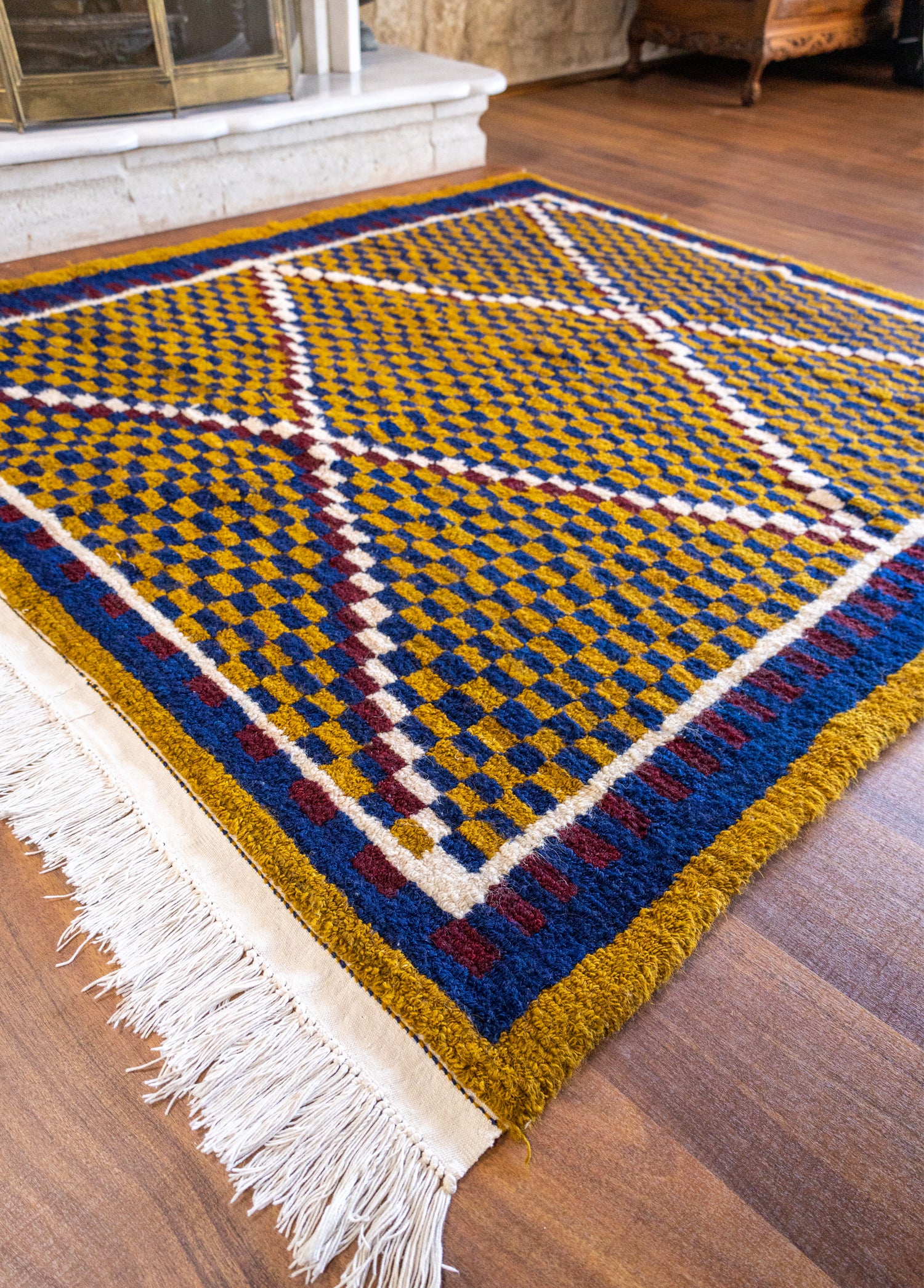 Maddox Vintage Checkered Boho Rug 178x185 cm