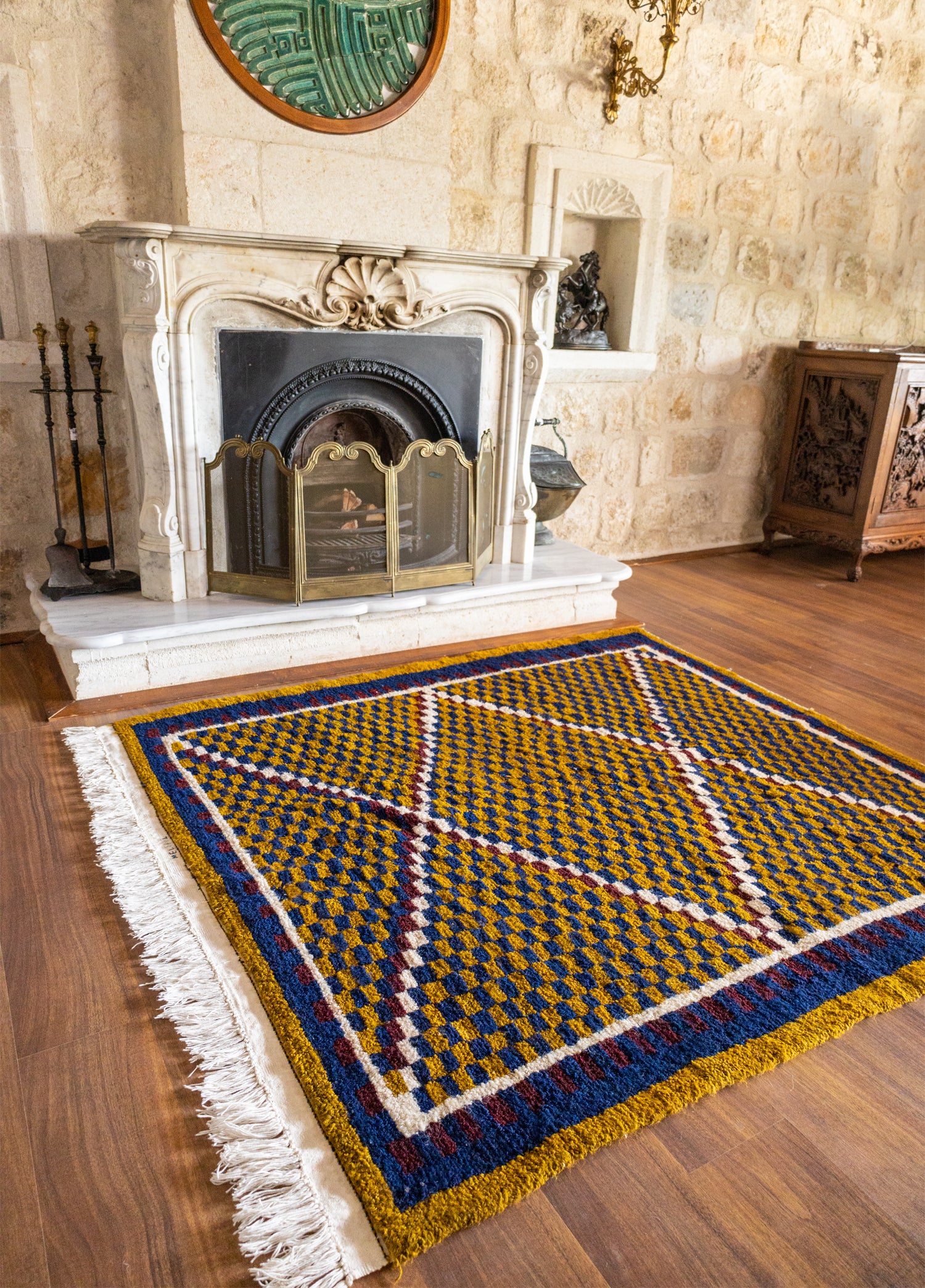Maddox Vintage Checkered Boho Rug 178x185 cm