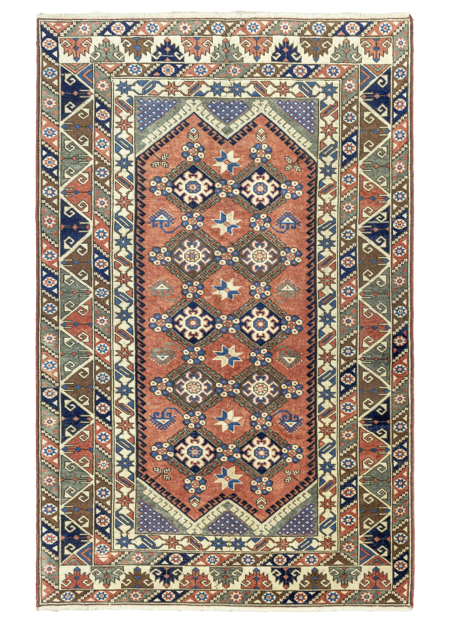 Pomelon Etnik Desenli Yün Halı 156x248 cm