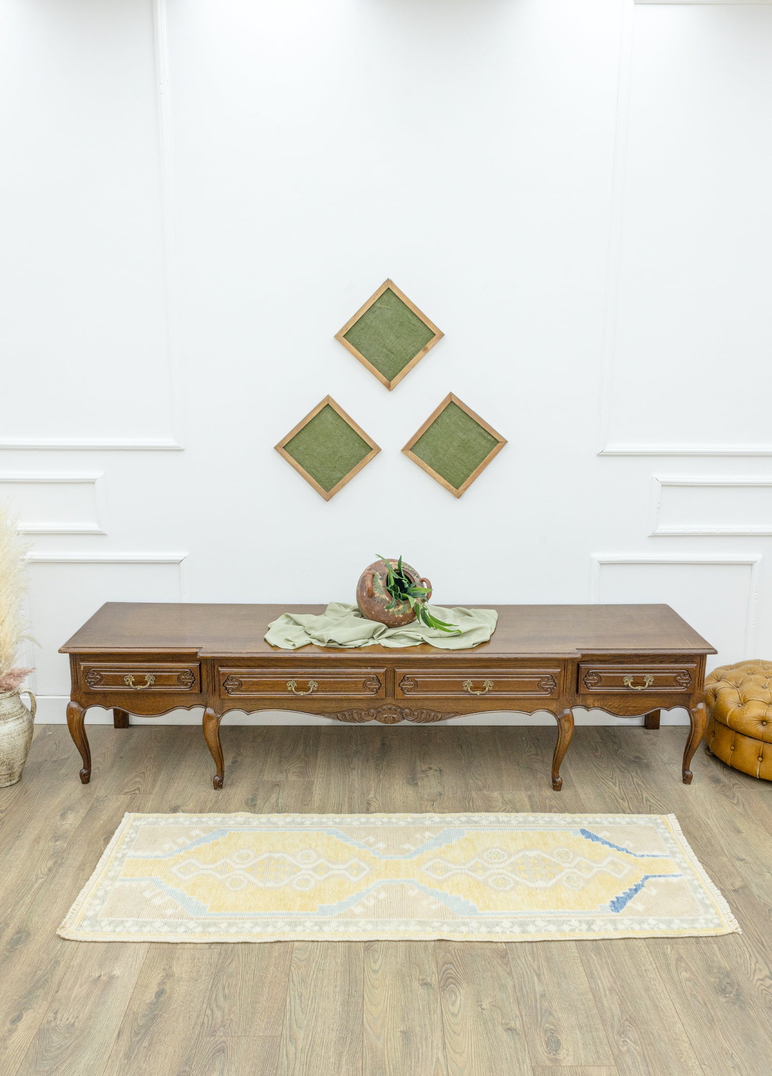Zerbera El Dokuma Sarı Uşak Yolluk 63x180 cm