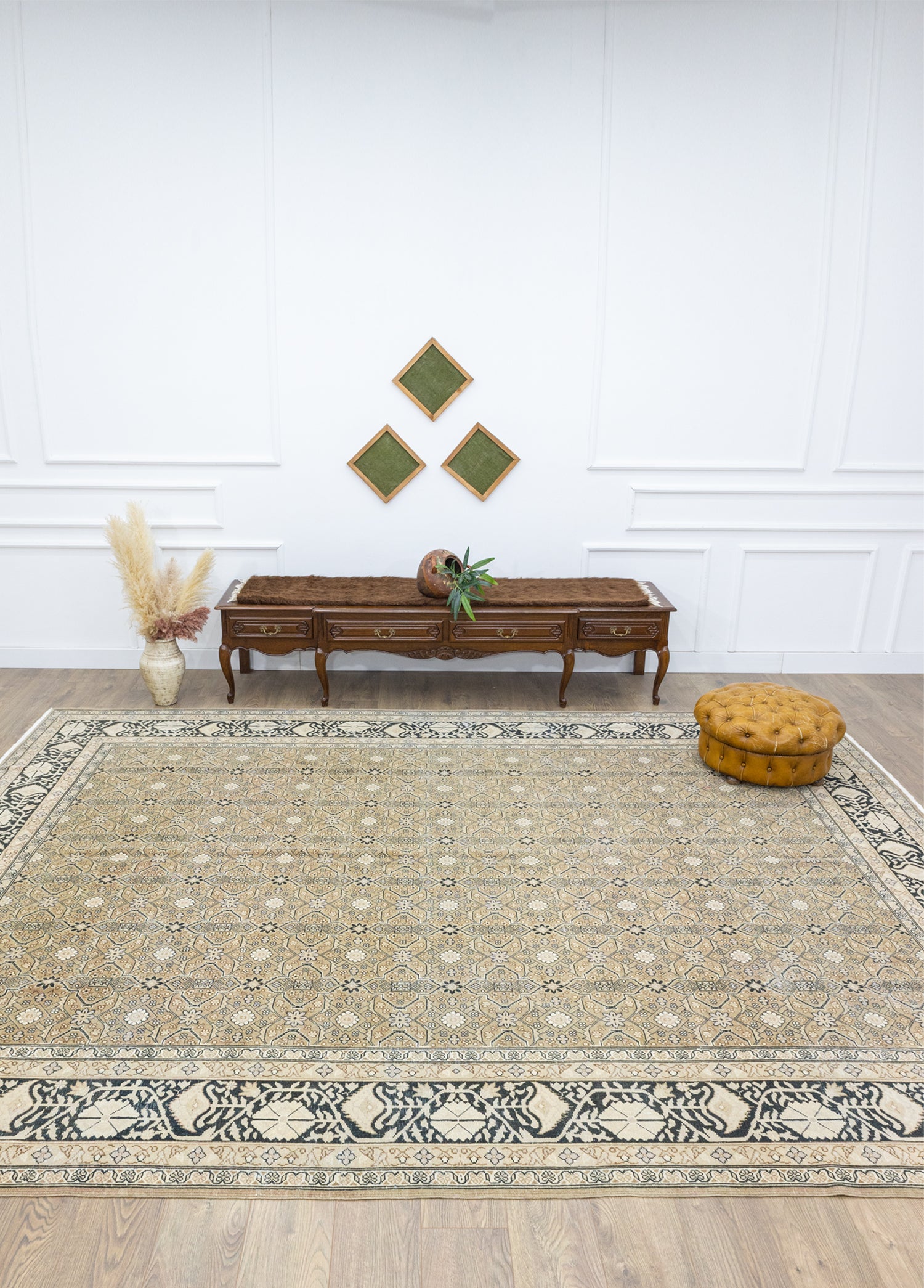 Eyvan Geometrik Çiçek Desenli El Dokuma İran Halısı 294x390 cm