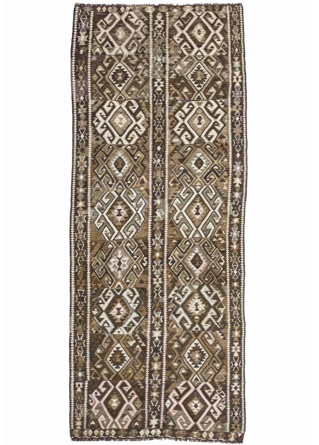 Linda Vintage Rustik Yün Kilim 140x362 cm 