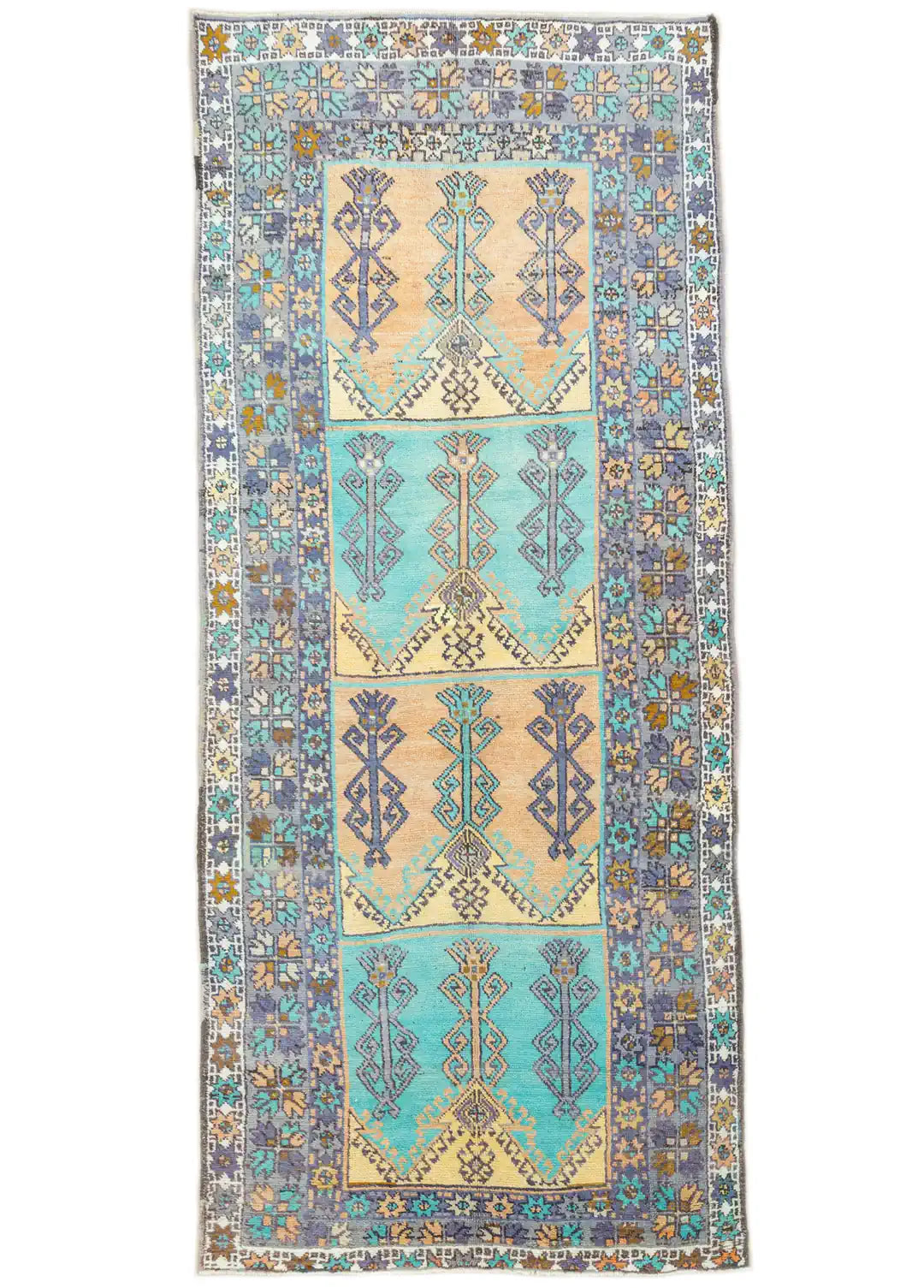 Tayte Bereket Motifli Renkli Yün Halı 158x371 cm