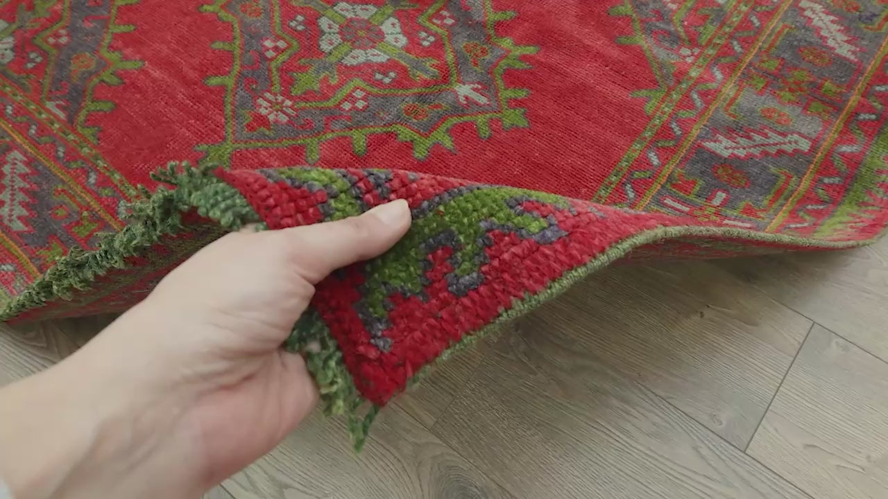 Load video: Zafir Rustik Tasarımlı El Dokuma Halı 267x409 cm