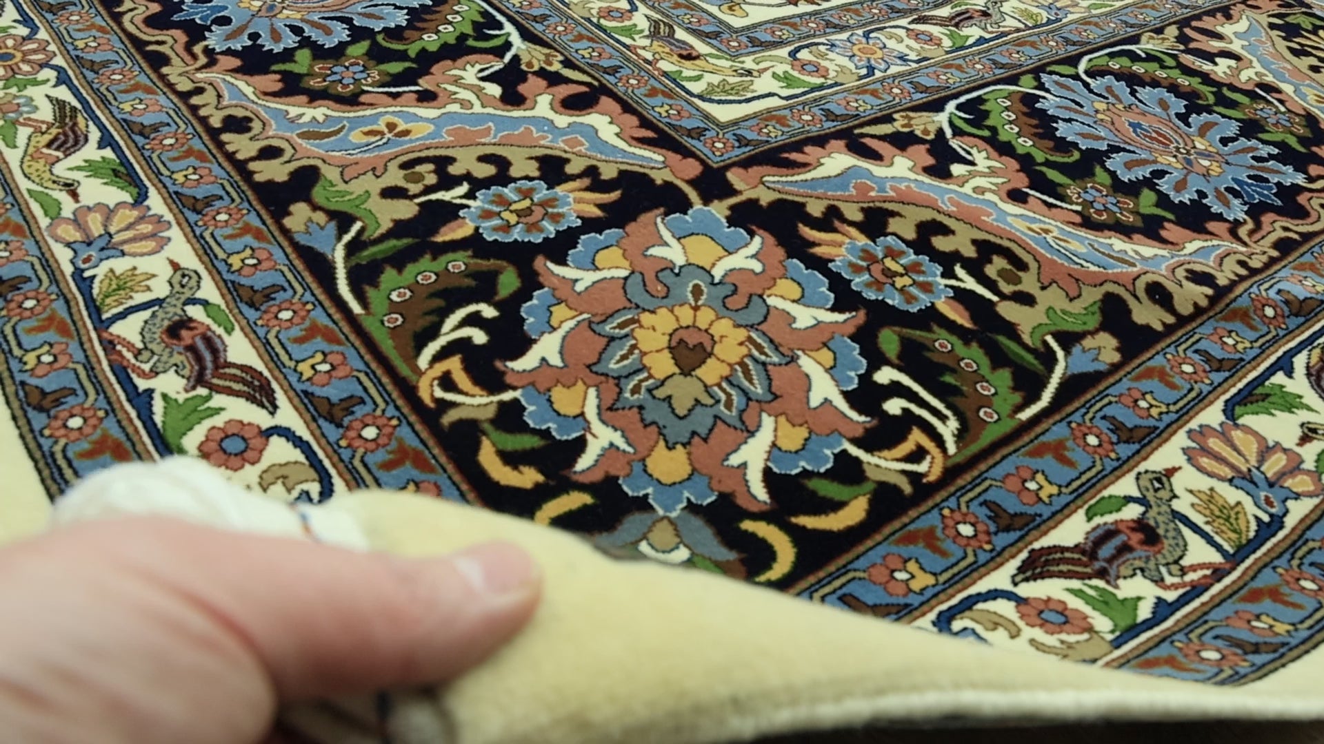 Load video: Zahedan El Dokuma Büyük İsfahan Halısı 410x570 cm
